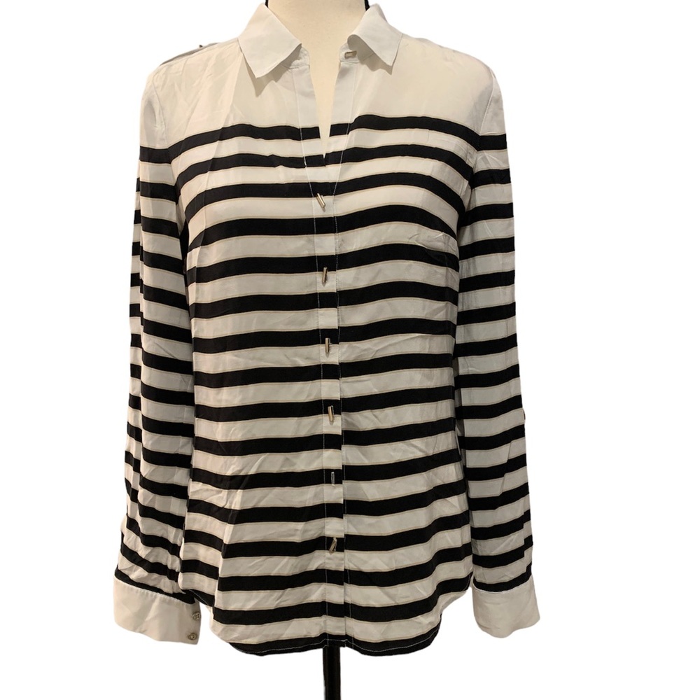 White House black market | silk long sleeve top